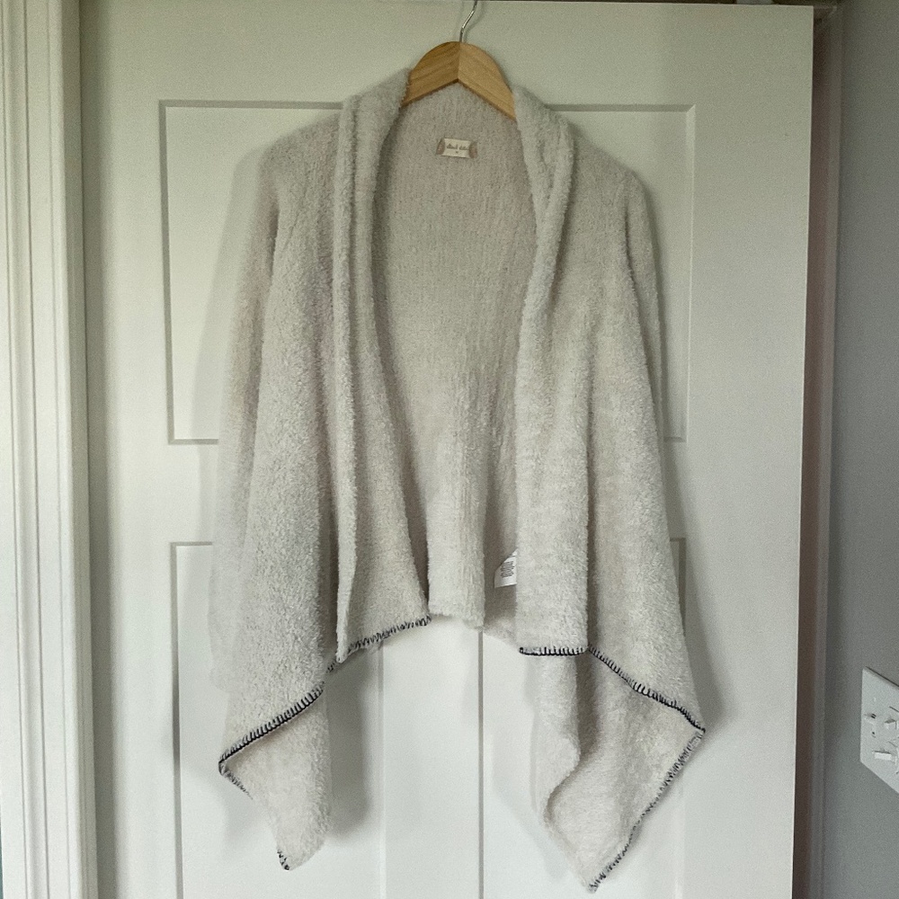 Altar'd State Fuzzy Open Waterfall Cardigan light w/ dark stitching